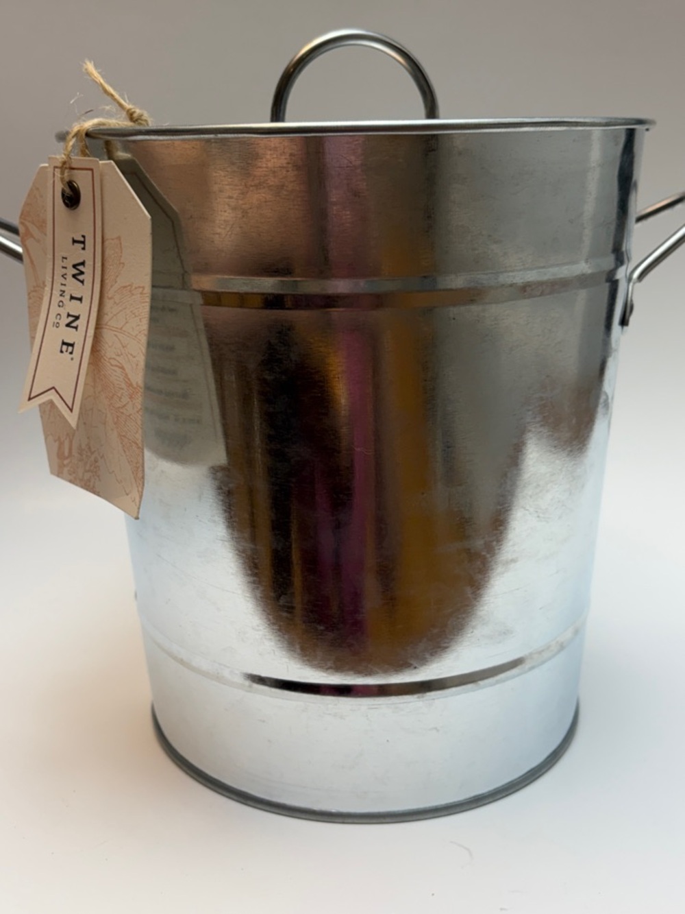 NWT Twine Living Co Galvanized Metal Ice Bucket with Lid & Side Handles